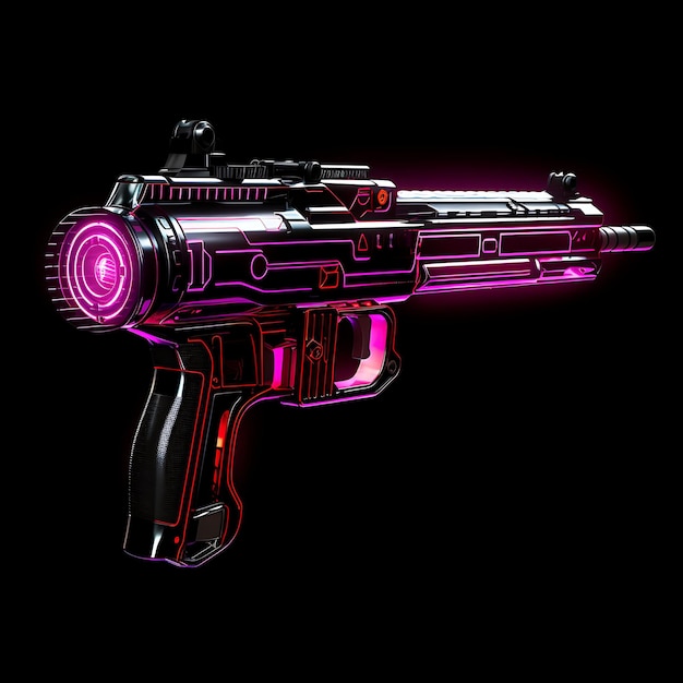 Design of Cyberpunk Weapon Borderline Design Neon Lines Style Laser Gu Clipart Tshirt Design Glow