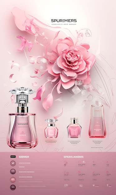 Photo design of designer perfume packaging with a pink and gray palette silv poster flyer menu concept