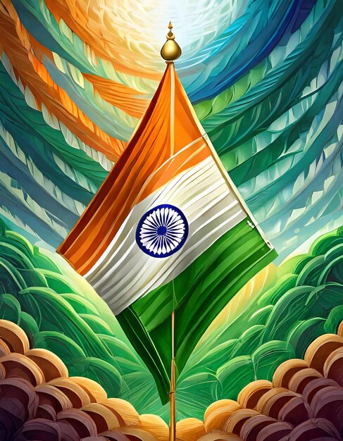 Design a digital artwork that symbolizes the unity diversity and pride of the indian flag