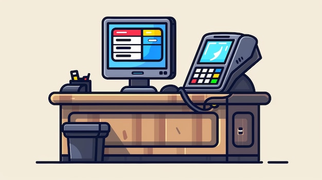 Photo design of an eftpos illustration in black lines