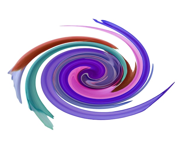 Фото Элемент дизайна, абстрактный, фиолетово-фиолетовый синий спиральный вихрь на белом, цветовые переходы, красивый