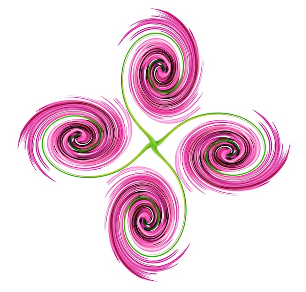 Design element, fantastic flower, purple spiral swirl on white, color transitions, beautiful