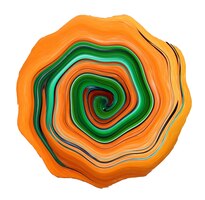 design element, orange green circle, spiral, swirl, unusual transition of colors, ornamental circle