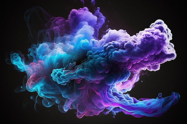 Design elements featuring multicolored smoke puff clouds in neon blue and purple AI Art