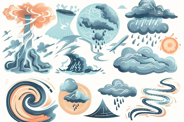 Photo design elements of weather in pastel colors
