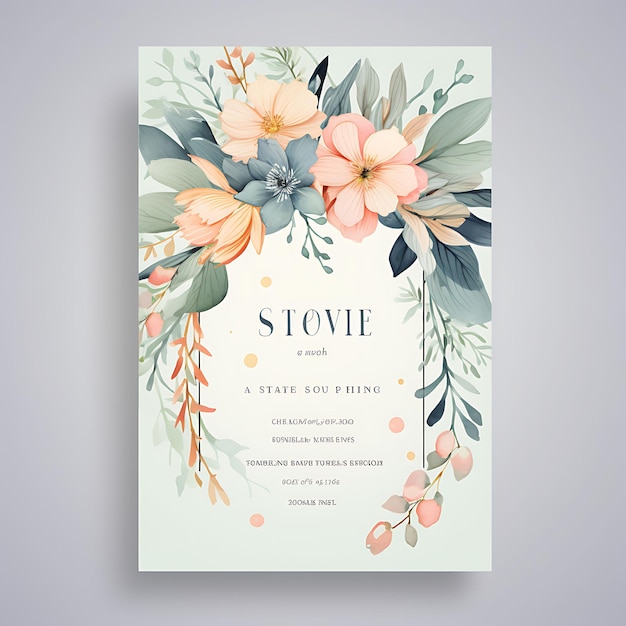 Design of floral wreath wedding invitation card circular shape recycle 2d art flat clipart typo