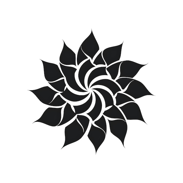 Дизайн цветочного логотипа со спиральной формой, украшенной лепестками и листьями креативного простого минимального искусства