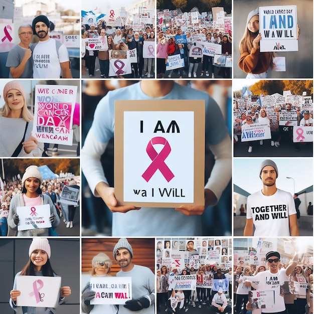 写真 世界がん ⁇ 発デーと乳がん ⁇ 発月のためのデザイン