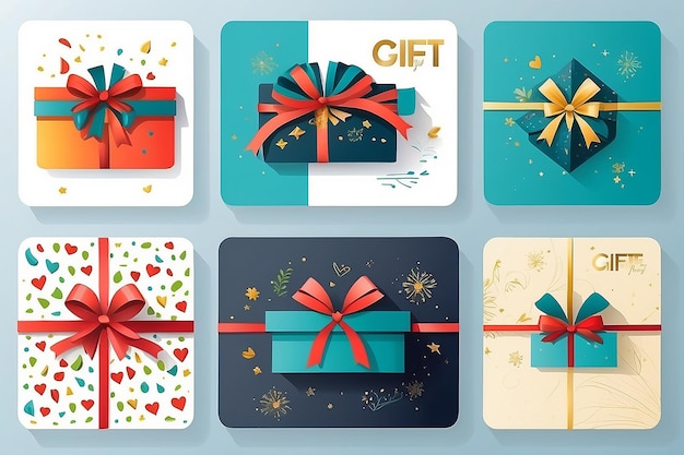 Design gift card with a box in a flat style Vector illustration