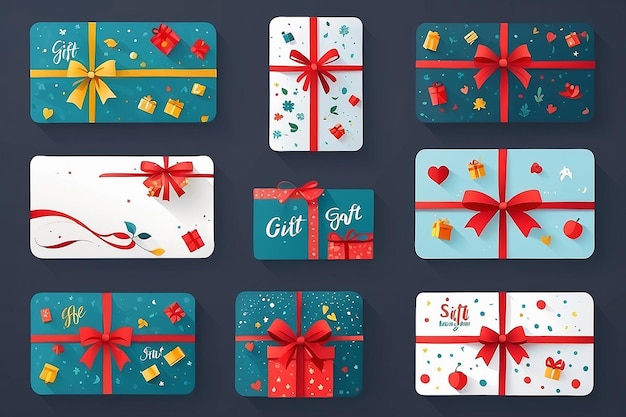 Design gift card with a box in a flat style Vector illustration
