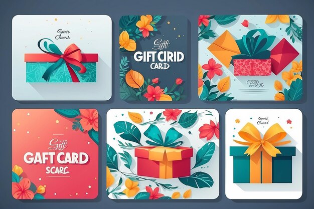 Photo design gift card with a box in a flat style vector illustration