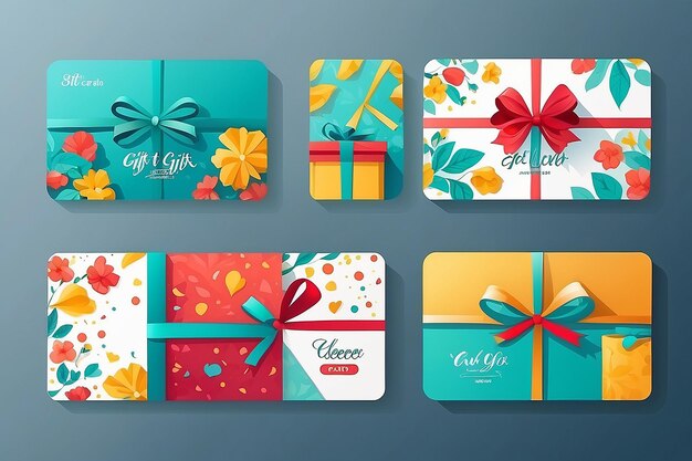 Design gift card with a box in a flat style Vector illustration