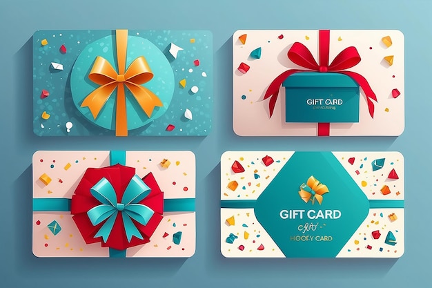 Photo design gift card with a box in a flat style vector illustration