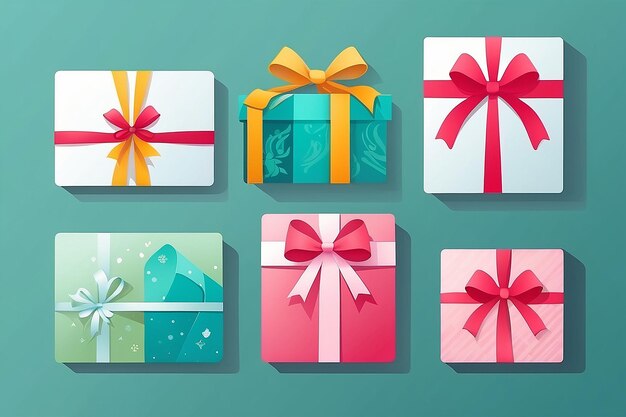 Design gift card with a box in a flat style Vector illustration