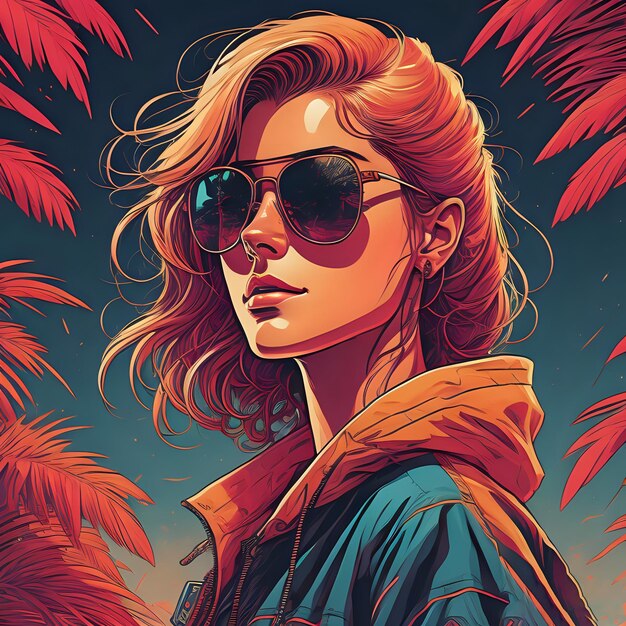 Design of a girl with sunglasses2