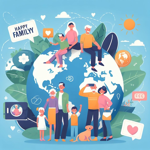 Design for global family day with family illustration