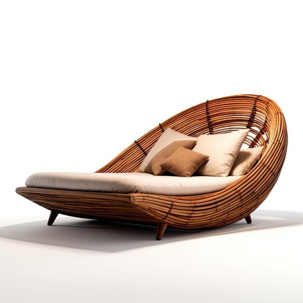 Pari Curved Rattan Bed