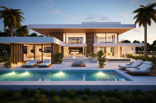Design house modern villa with open plan living room