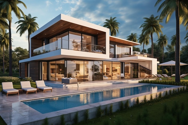 Design house modern villa with open plan living room