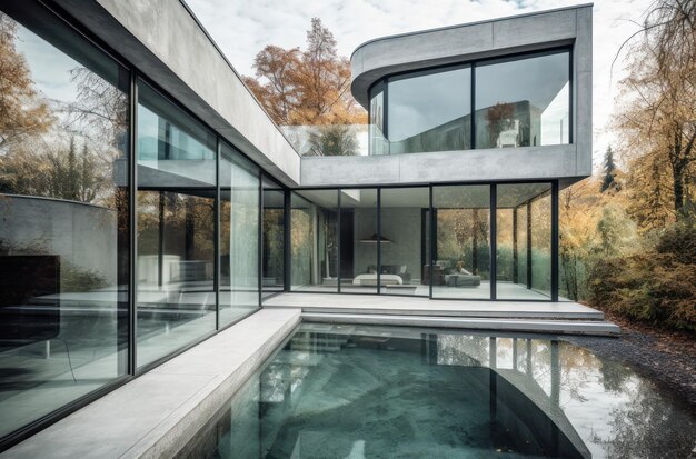 Design huis moderne villa met open woon- en slaapkamer vleugel groot terras met veel privacy