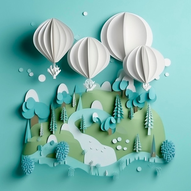Design image of environmental protection from paper craft