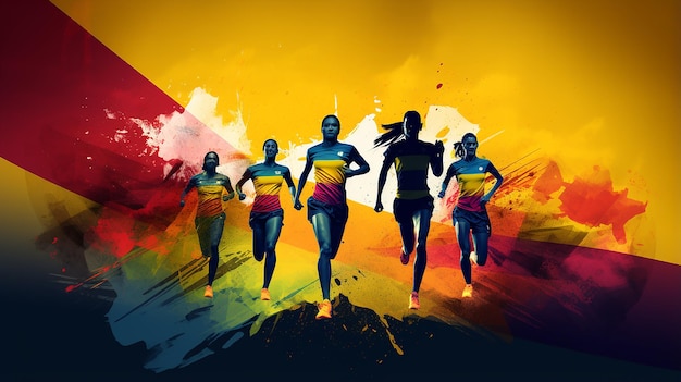 Photo design an image that showcases colombian athletes with their flag