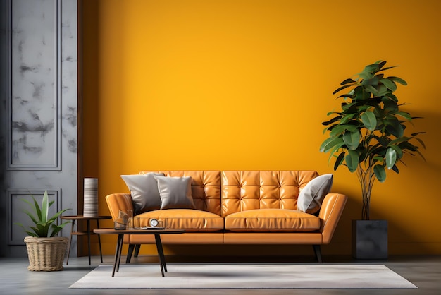 Design interior home wall yellow orange Royal Sofa