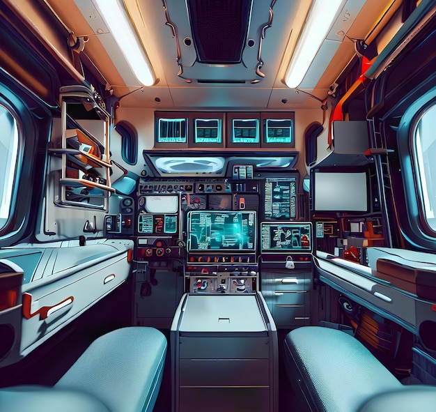 Photo design interior view of an ambulance