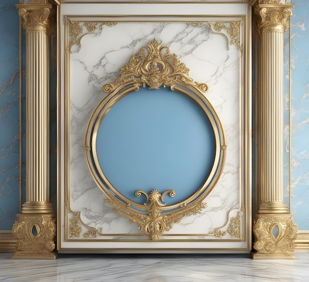 Design interior wall render luxury golden blue