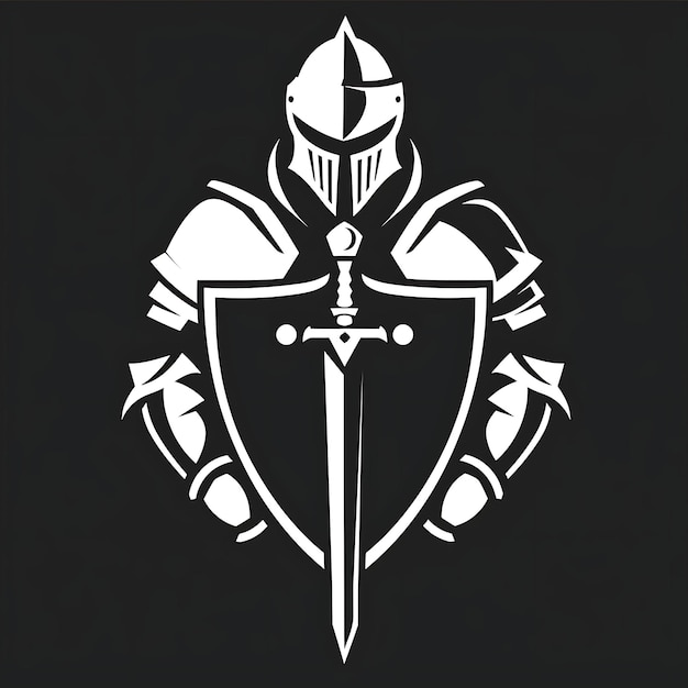 Дизайн логотипа рыцаря с бронированной и рыцарской формой, украшенной творческим простым минимальным искусством