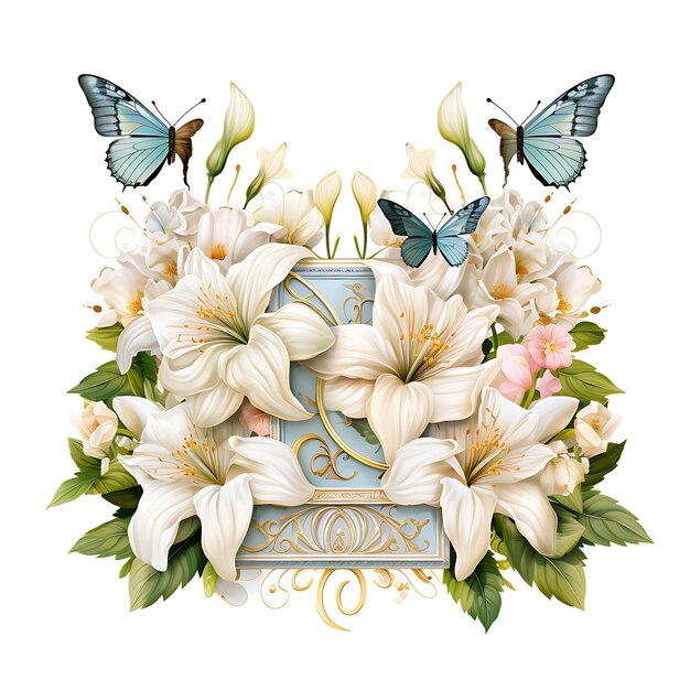 Design of lily love letter rice paper feminine floral love letter wate clipart tshirt frame decor