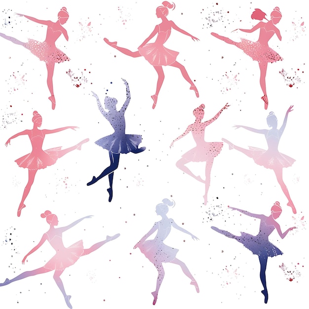 Foto linee di design di eleganti ballerine e decorazioni di tutu con disegni in pastello art y2k idea creativa.