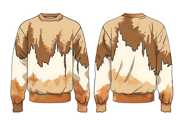 Design of Long Sleeve Shirt With Jagged Mountain Shaped Cutout Outline Art Creative Concept Ideas