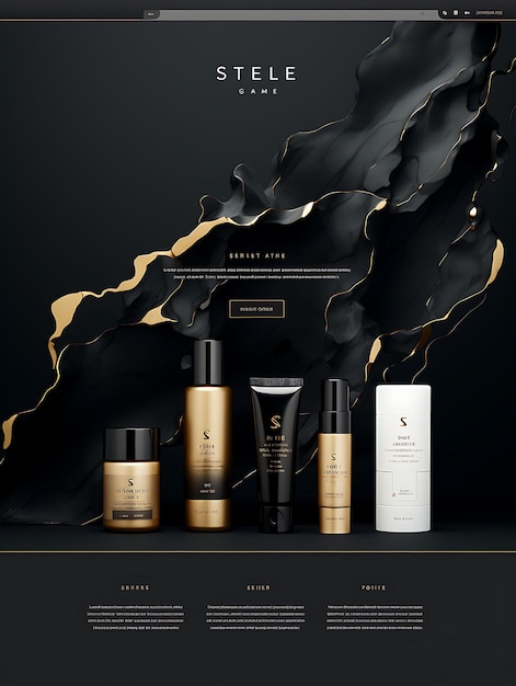 Design of luxurious and high end haircare product packaging with a bla web poster flyer menu art