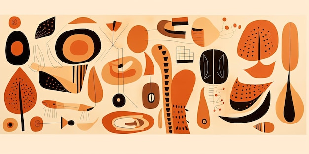 a design made up of different shapes on a beige background