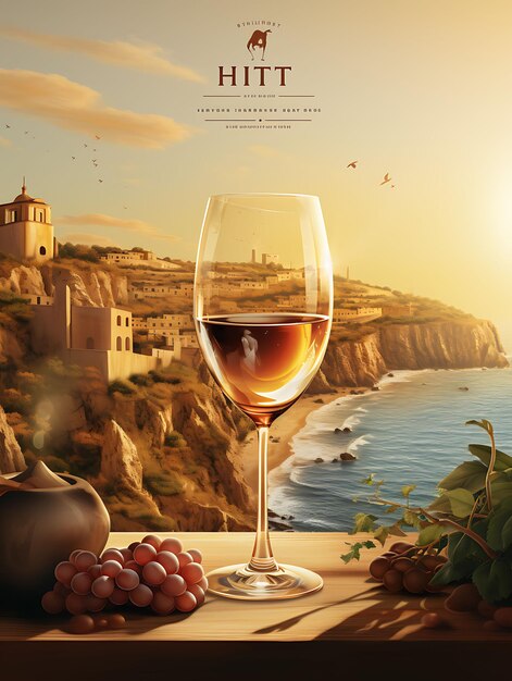 Photo design of malta wine wine glass pastizzi fort ochre tones poster human poster flyer menu figma web