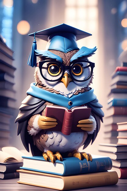 design mascot idea professor wisdom a wise owl with glasses a graduation cap ai generative