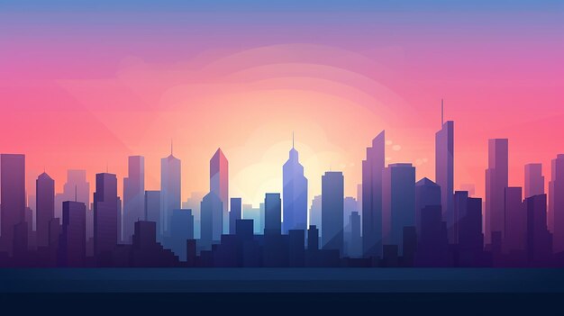 Design a minimalist cityscape with sleek skyscrapers and subtle gradients