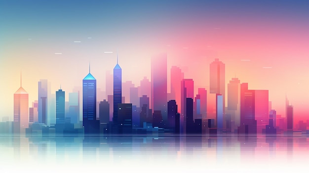 Photo design a minimalist cityscape with sleek skyscrapers and subtle gradients