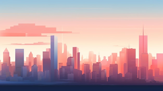 Photo design a minimalist cityscape with sleek skyscrapers and subtle gradients