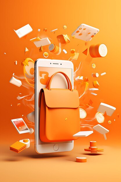 Design of mobile payments smartphone payment icons vibrant orange play poster flyer concept ideas