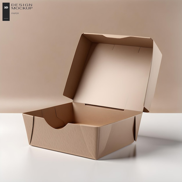Design mockup of a paper box with a lid