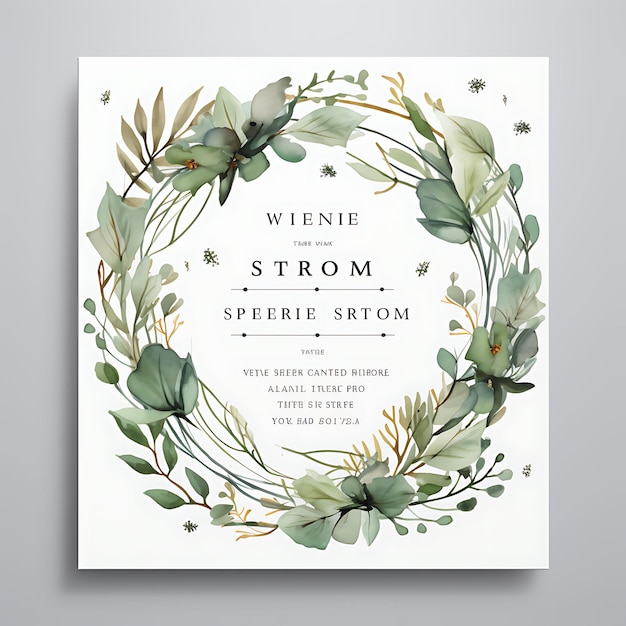 Design of modern botanical wreath wedding invitation card circular sha 2d art flat clipart typo