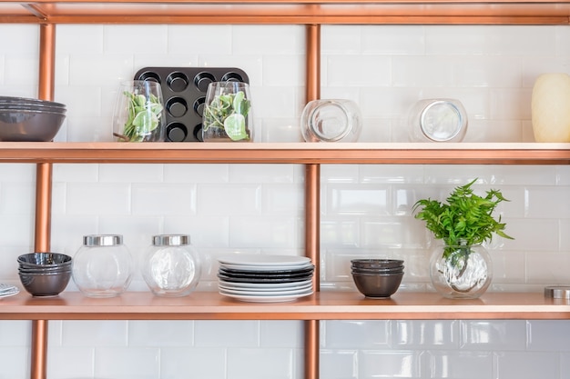 Design of a modern home kitchen in the loft-style. 