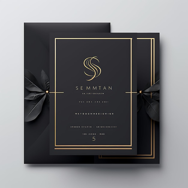 Design of Modern Monogram Wedding Invitation Card Square Shape Matte B 2D Art Flat Clipart Typo