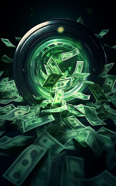 Design of Money Laundering Money in Washing Machine Suspicious Symbols Poster Flyer Concept Ideas