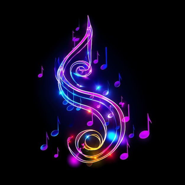 Design of Music Note Vibrant Purple Spiral Neon Lines Music Note Decor Clipart Tshirt Design Glow