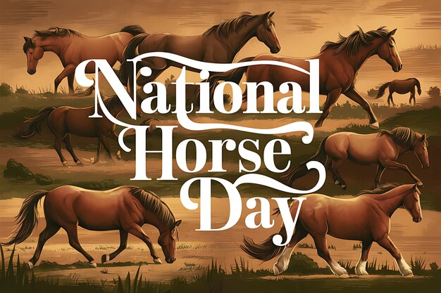 Photo design for national horse day celebrating the beauty and spirit of horses