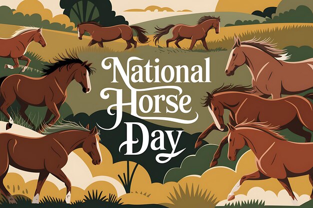 Photo design for national horse day celebrating the beauty and spirit of horses