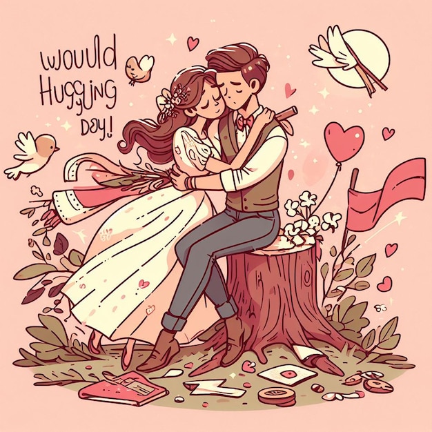 Photo design for national hugging day and valentine's day events